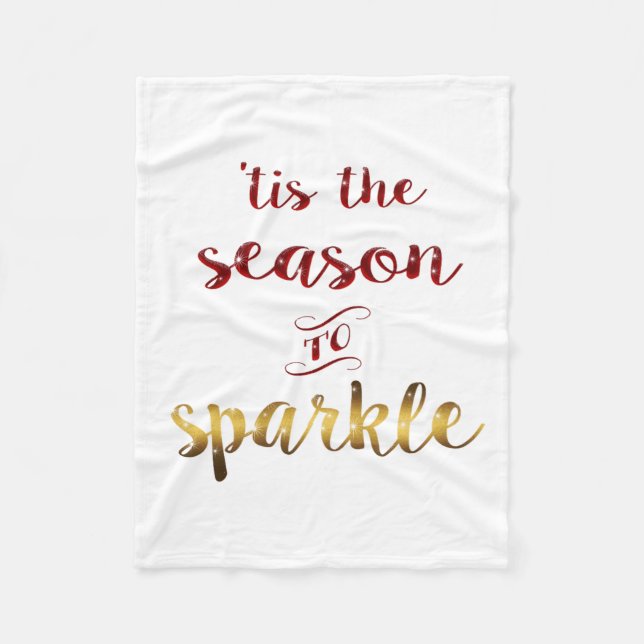 Couverture Polaire Gold Red Tis The Season To Sparkle Handwriting  (Devant)