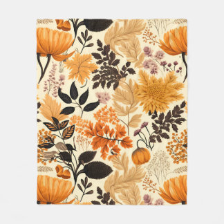 Couverture Polaire Golden Autumn Floral Medley