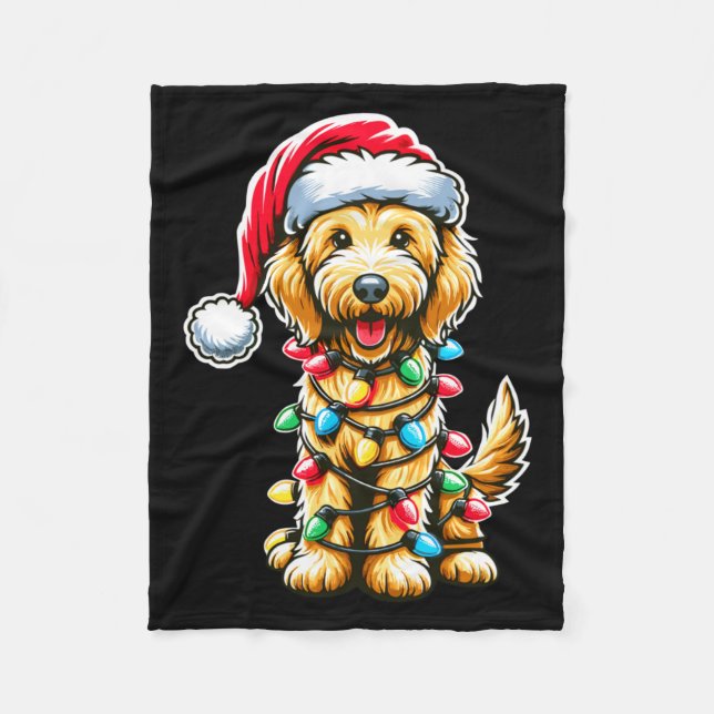 Couverture Polaire Golden Doodle Christmas Tree Xmas Dog Pajamas Gold (Devant)