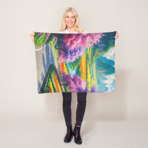 Couverture Polaire "Golden Escape - Nature Imaginaire Fleece Blanket"