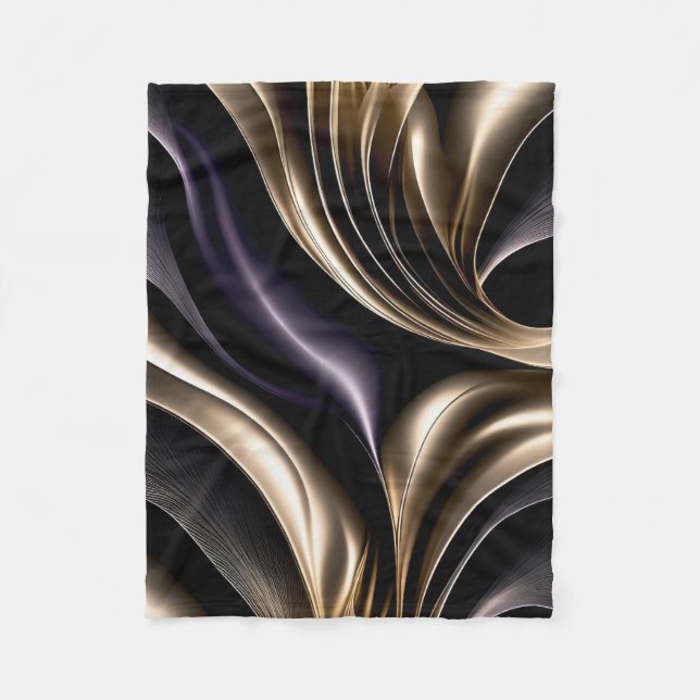 Couverture Polaire Golden Flow - Luxurious Black and Gold Abstrait (Devant)