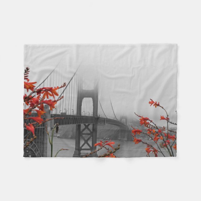 Couverture Polaire Golden gate bridge noir et blanc (Devant (Horizontal))