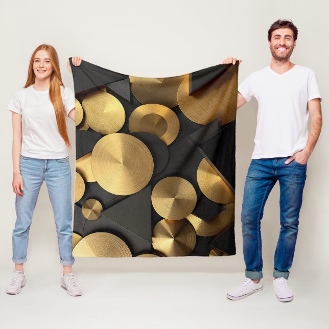 Couverture Polaire Golden Geometry Luxury Abstrait (En situation)
