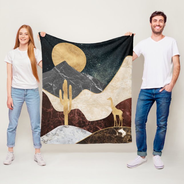 Couverture Polaire Golden Giraffe Désert Paysage & Marble Mountain (En situation)