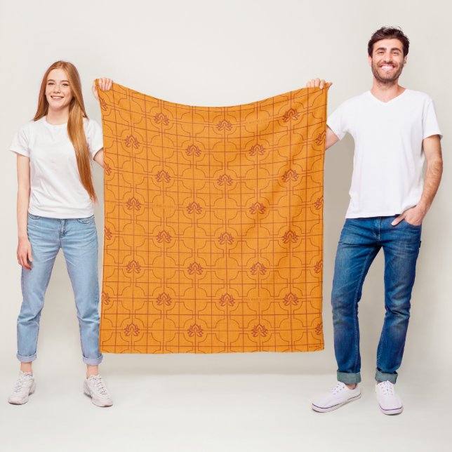 Couverture Polaire Golden Lotus Grid Motif - Le Lotus Blanc (En situation)