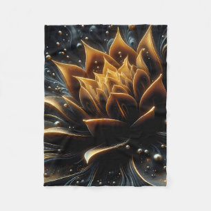 Couverture Polaire Golden Lotus Radiance - Conception mystique Abstra