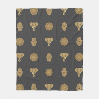 Couverture Polaire Golden Mandala Elephant Hamsa Hand -Boho Art Print