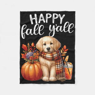 Couverture Polaire Golden Retriever Chien Citrouille épice Happy Yall