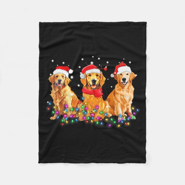 Couverture Polaire Golden Retriever Dog Christmas Lights Cute Matchin (Devant)