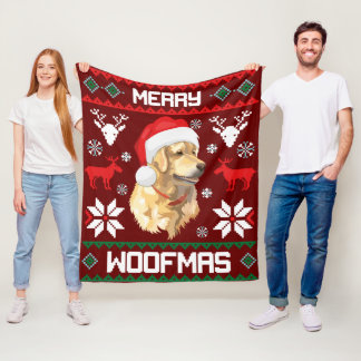 Couverture Polaire Golden Retriever Dog Merry Woofmas Christmas Sweat