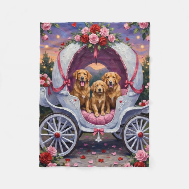 Couverture Polaire Golden Retriever Dog Valentine's Day  (Devant)