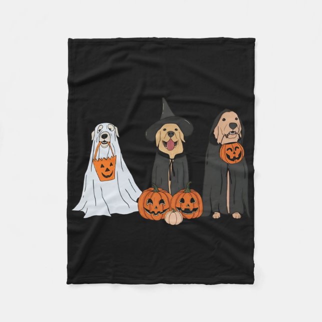 Couverture Polaire Golden Retriever Ghost Halloween Tricoter Ou Treat (Devant)