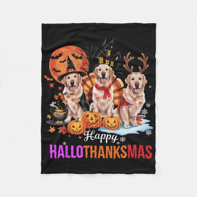 Couverture Polaire Golden Retriever Hallothanksmas Halloween Th (Devant)