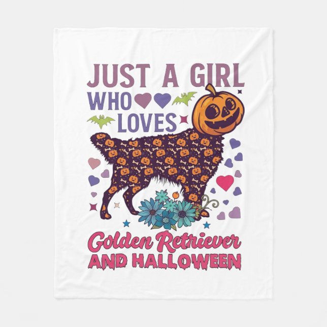 Couverture Polaire Golden Retriever Halloween_1 (Devant)
