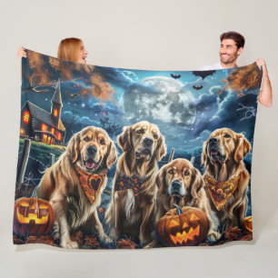 Couverture Polaire Golden Retriever Halloween Éffrayant