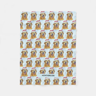 Couverture Polaire Golden Retriever in Santa Hat ou Custom Chien Phot