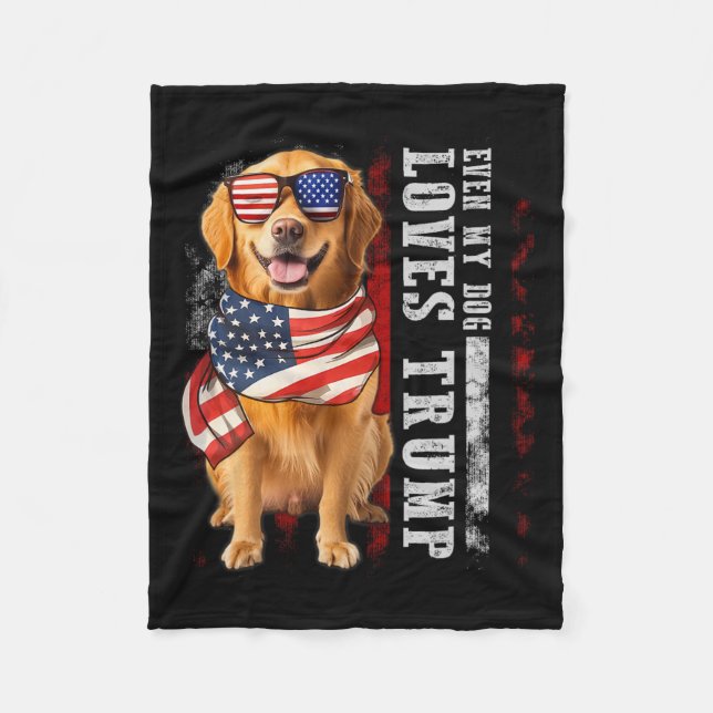 Couverture Polaire Golden Retriever Même Mon Chien Aime Trump Funny (Devant)