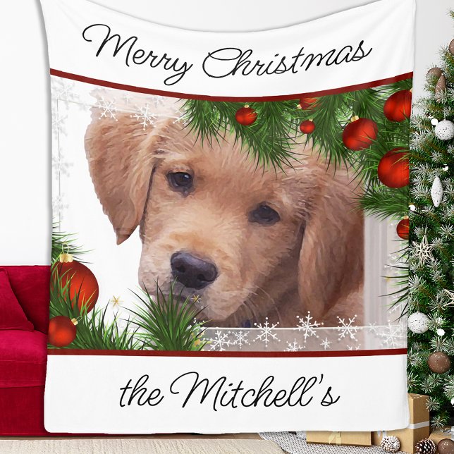 Couverture Polaire Golden Retriever Noël - Chien mignon chiot (Créateur téléchargé)