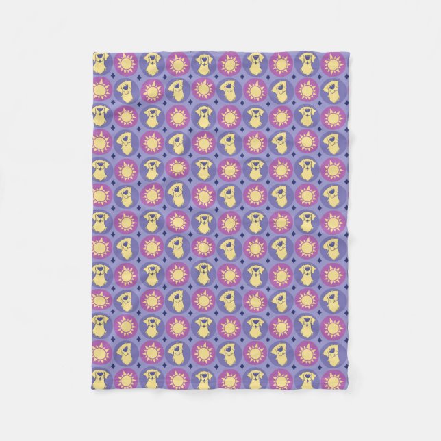 Couverture Polaire Golden Retriever Whimsical Sun Polka Dot Purple (Devant)