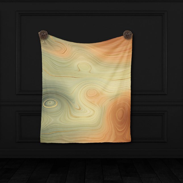 Couverture Polaire Golden Strata | Pêche Brûlée Orange Vert Agate (Créateur téléchargé)