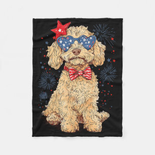 Couverture Polaire Goldendoodle 14 juillet Patriotique Golden Doodle