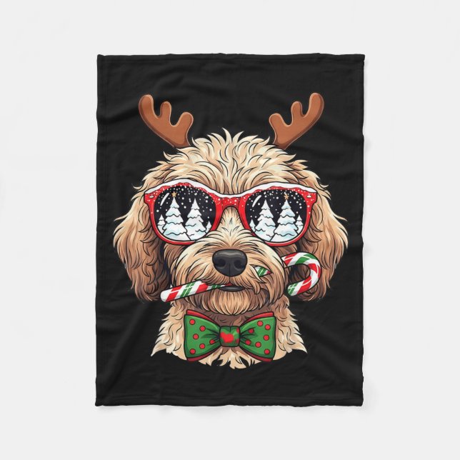 Couverture Polaire Goldendoodle Christmas Reindeer Holiday Dog Lover  (Devant)