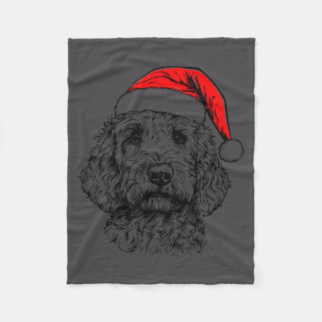 Couverture Polaire Goldendoodle Christmas Santa Hat Xmas Pajama Golde (Devant)