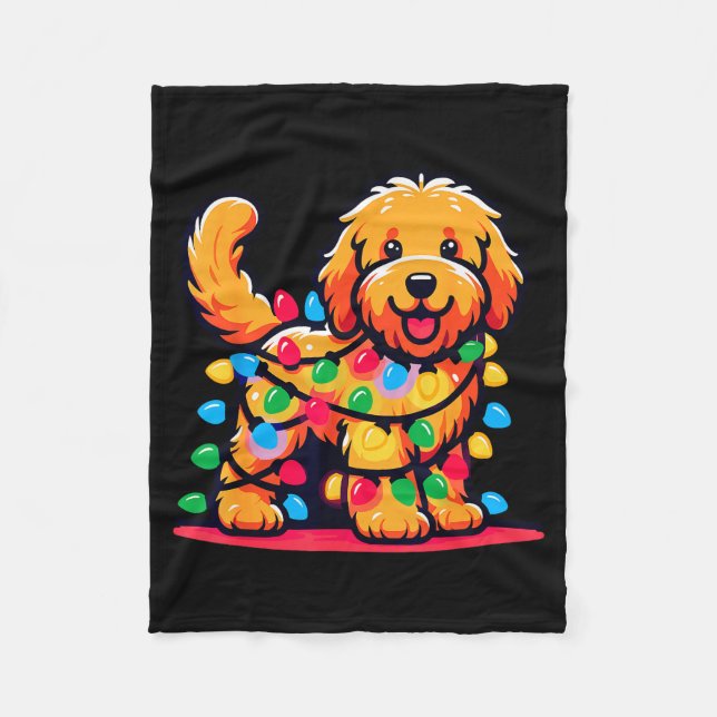 Couverture Polaire Goldendoodle Christmas Tree Xmas Lights Golden Doo (Devant)