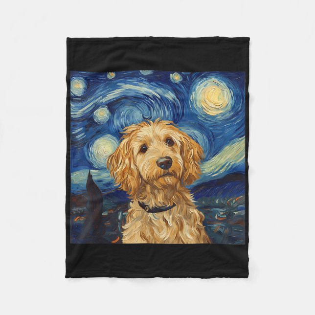 Couverture Polaire Goldendoodle Van Gogh Starry Nuit étoilée (Devant)