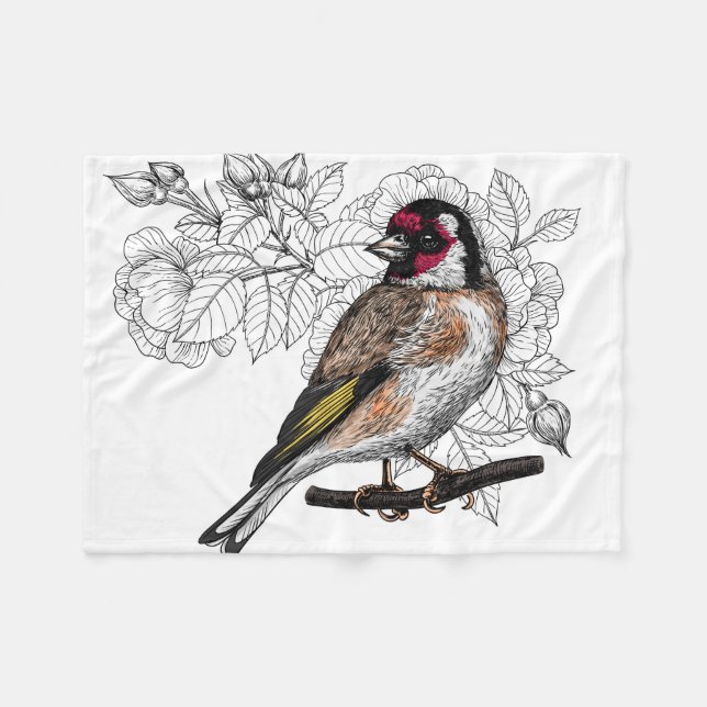 Couverture Polaire Goldfinch et rose (Devant (Horizontal))