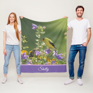 Couverture Polaire Goldfinch sur Harebell Flower