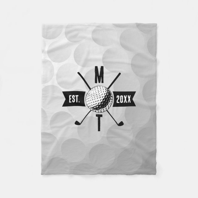 Couverture Polaire Golf Ball Texture & Club Premier Monogramme (Devant)