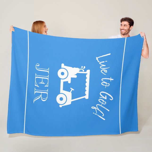 Couverture Polaire Golf Panier Live to Golf Monogramme Bleu clair (En situation)