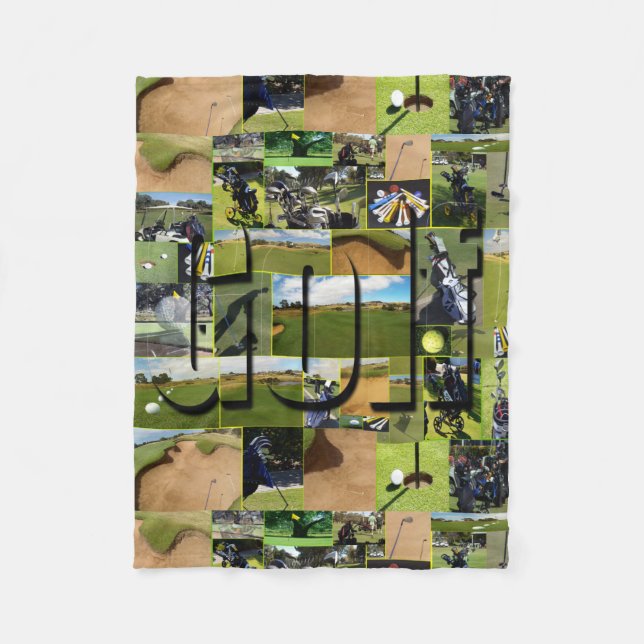 Couverture Polaire Golf Photo Collage Et Logo, Petit (Devant)