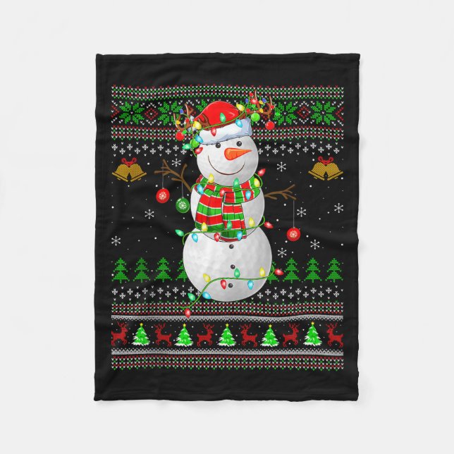 Couverture Polaire Golf Snowman Ugly Christmas Sweaters Golfing Golfe (Devant)