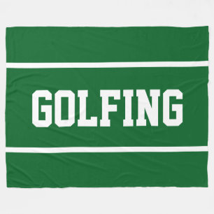 Couverture Polaire GOLF Sportif Texte Blanc Rayures sur Vert Forêt