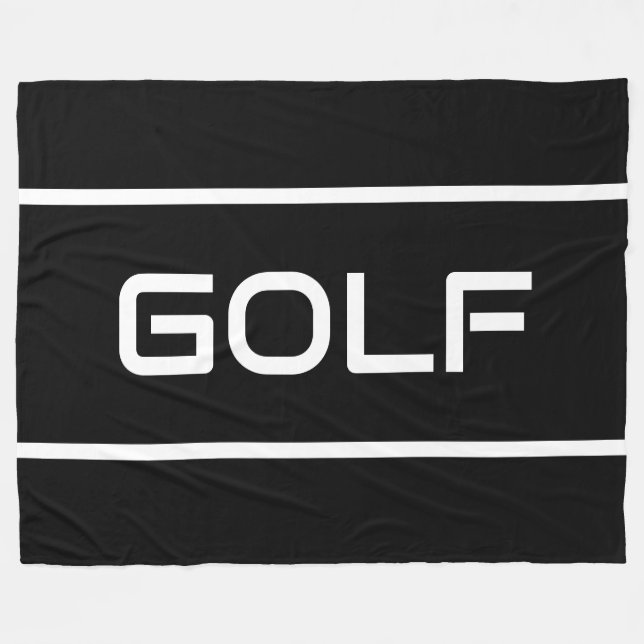 Couverture Polaire GOLF Texte Blanc Moderne avec Rayures sur Fond Noi (Devant (Horizontal))