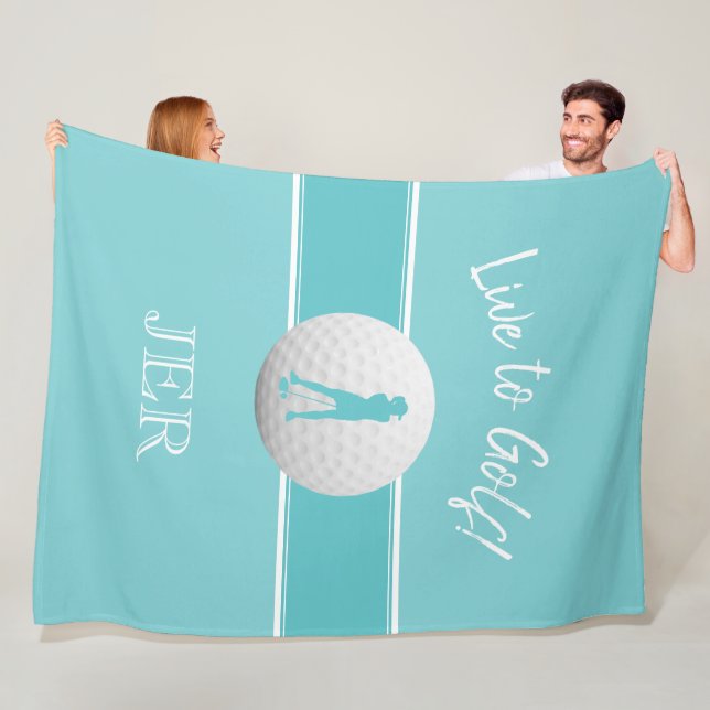 Couverture Polaire Golfer Ladies Sports Modèle Turquoise Monogramme (En situation)