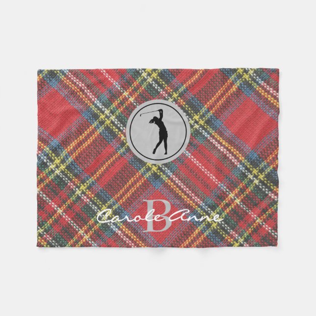 Couverture Polaire Golfeuse de nom initial Stewart Tartan Plaid (Devant (Horizontal))