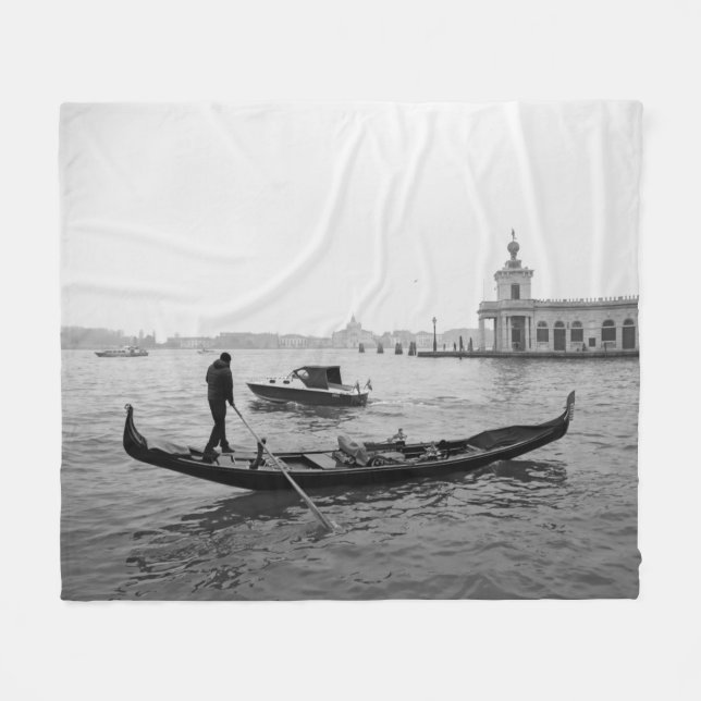 Couverture Polaire Gondolier Venice Italie paysage noir et blanc P (Devant (Horizontal))
