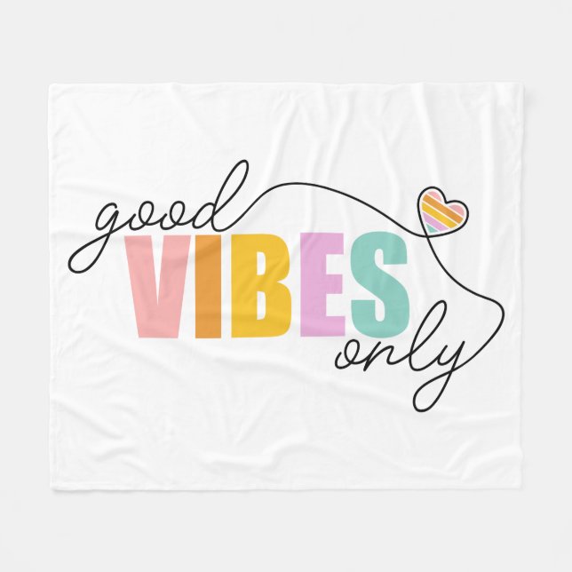 Couverture Polaire Good Vibes seulement Rainbow Heart (Devant (Horizontal))