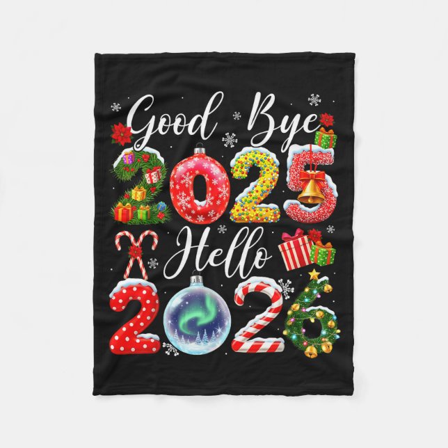 Couverture Polaire Goodbye 2025 Hello 2026 Merry Christmas Happy New  (Devant)