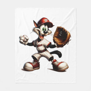 Couverture Polaire Goofy Cat Baseball Pitcher Monte