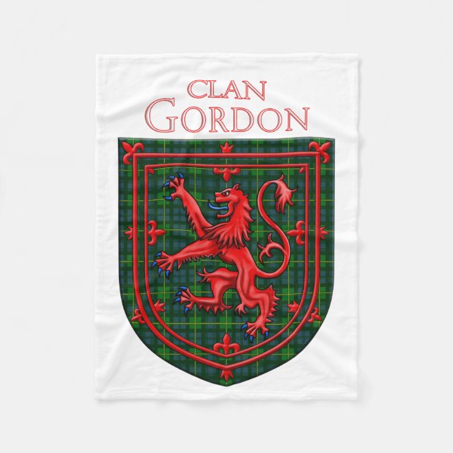 Couverture Polaire Gordon Tartan Scottish Plaid Lion Rampant (Devant)
