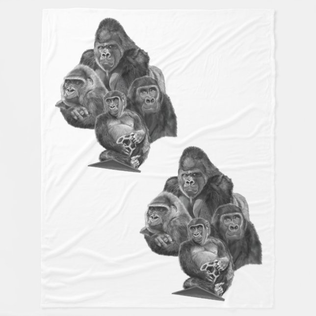 Couverture Polaire Gorilla Family Blanket ゴリラ家族のブランケット (GorillaLife) (Devant)