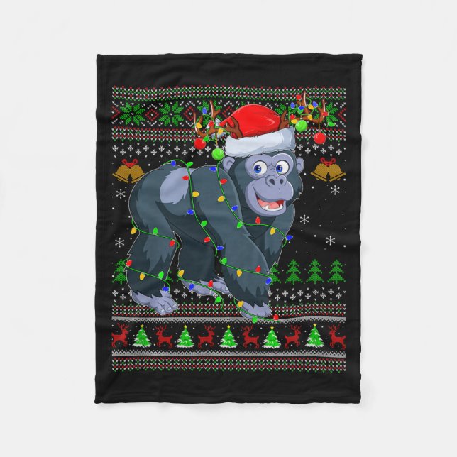 Couverture Polaire Gorilla Ugly Christmas Sweaters Holiday Santa Cute (Devant)