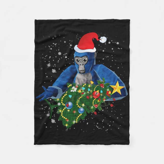 Couverture Polaire Gorille de Noël amusant Tag  (Devant)