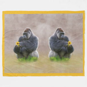 Couverture Polaire Gorille et marguerite jaune