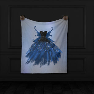 Couverture Polaire Gothique Fairy Navy Gown Fleur bleue de Cobalt p
