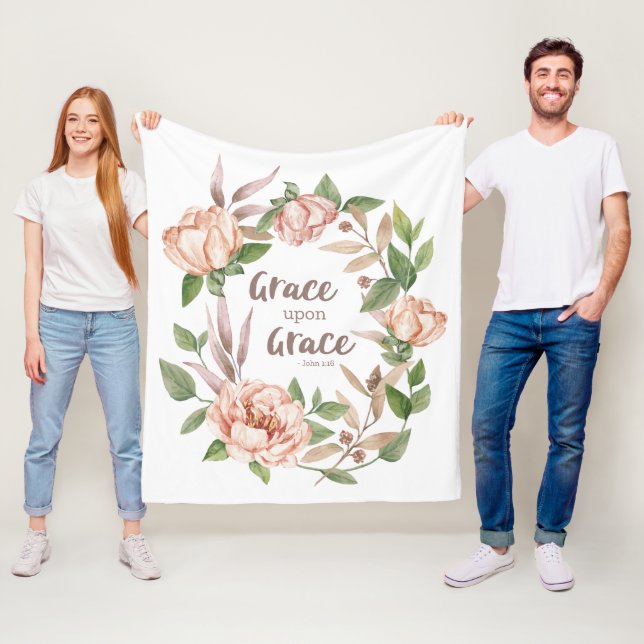 Couverture Polaire Grace sur grâce - Jean 1:16 - Floral (En situation)